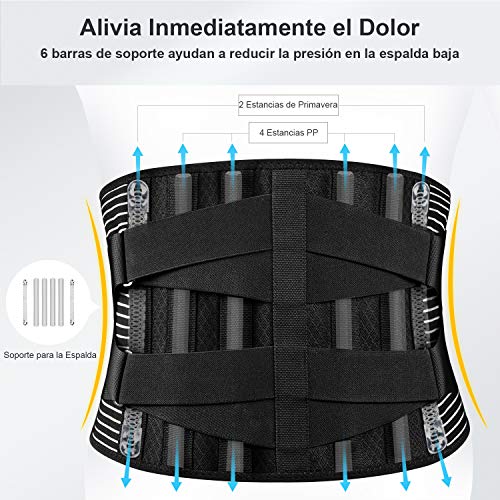 FREETOO Cinturón de Apoyo Lumbar, Cinturón de Presión Ajustable de Doble Capa, Ligero y Transpirable Faja de Espalda para la Protección en el Trabajo, Dolor de Espalda