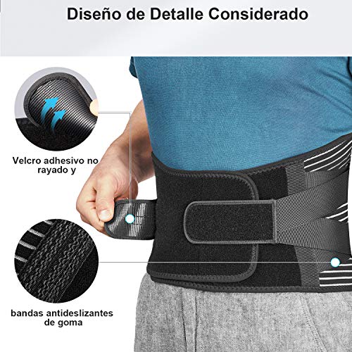 FREETOO Cinturón de Apoyo Lumbar, Cinturón de Presión Ajustable de Doble Capa, Ligero y Transpirable Faja de Espalda para la Protección en el Trabajo, Dolor de Espalda