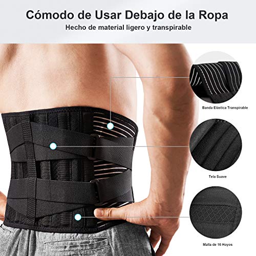 FREETOO Cinturón de Apoyo Lumbar, Cinturón de Presión Ajustable de Doble Capa, Ligero y Transpirable Faja de Espalda para la Protección en el Trabajo, Dolor de Espalda FREETOO Cinturón de Apoyo Lumbar, Cinturón de Presión Ajustable de Doble Capa, Ligero y Transpirable Faja de Espalda para la Protección en el Trabajo, Dolor de Espalda