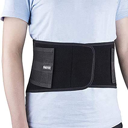 FREETOO Cinturón Lumbar Soporte Lumbar para la Espalda Ayuda de la Cintura para Aliviar El Dolor de Espalda y Prevenir Daños, Unisex Negr