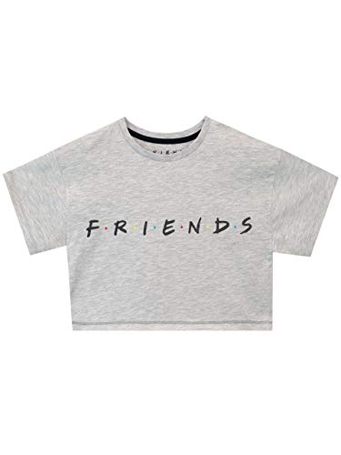 Friends Camiseta de Crop de Manga Corta para Niñas Gris 12-13 Años