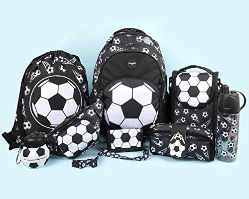 Fringoo - Mochila Grande para Niños Escuela o para Viajar | Incluye Bolsillo para Laptop, Compartimientos, y un Agujero para Auriculares - Futbol Negro Fringoo - Mochila Grande para Niños Escuela o para Viajar | Incluye Bolsillo para Laptop, Compartimientos, y un Agujero para Auriculares - Futbol Negro