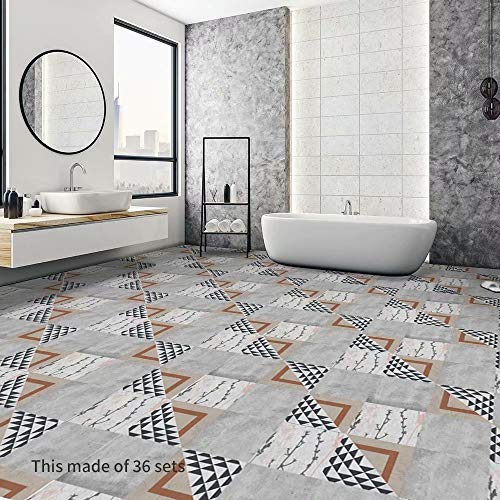 Frolahouse Juego de 10 azulejos de pared estilo europeo Bauhaus, adhesivos de vinilo autoadhesivos, adhesivos 3D, para cocina, baño, suelo