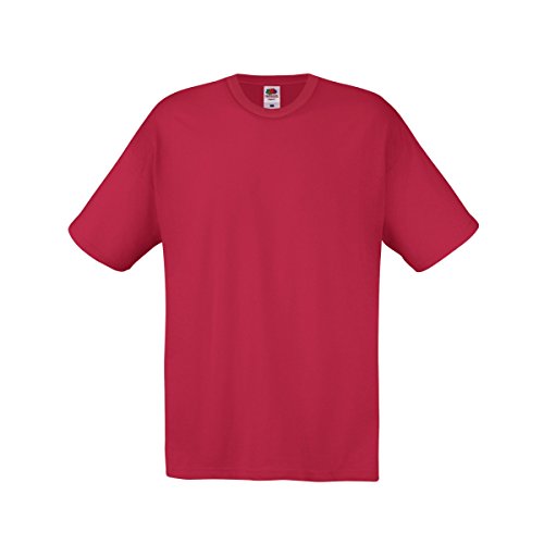 Fruit of the Loom - Camiseta Básica de Manga Corta de Calidad diseño Original Hombre Caballero (Extra Grande (XL)) (Rojo ladrillo)
