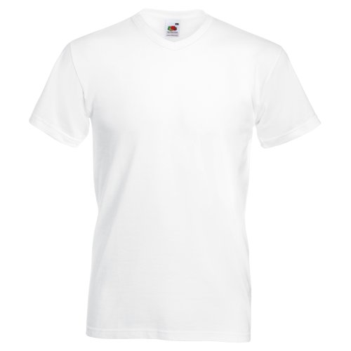 Fruit Of The Loom - Camiseta para hombre, manga corta, cuello de pico blanco L Fruit Of The Loom - Camiseta para hombre, manga corta, cuello de pico blanco L