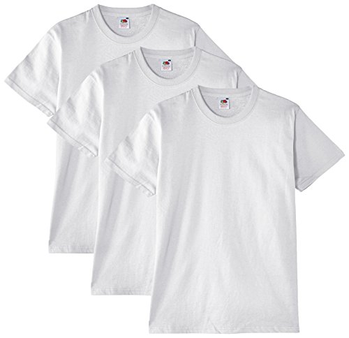 Fruit of the Loom Heavy Cotton Tee Shirt 3 Pack, Camiseta de Manga Corta Para Hombre, Blanco (Weiß), Medium