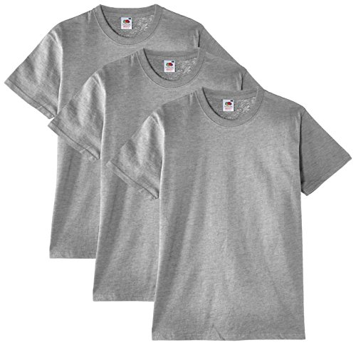 Fruit of the Loom Heavy Cotton Tee Shirt 3 Pack, Camiseta de Manga Corta Para Hombre, Gris (Erika-Grau), X-Large