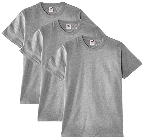 Fruit of the Loom Heavy Cotton Tee Shirt 3 Pack, Camiseta de Manga Corta Para Hombre, Gris (Erika-Grau), X-Large Fruit of the Loom Heavy Cotton Tee Shirt 3 Pack, Camiseta de Manga Corta Para Hombre, Gris (Erika-Grau), X-Large