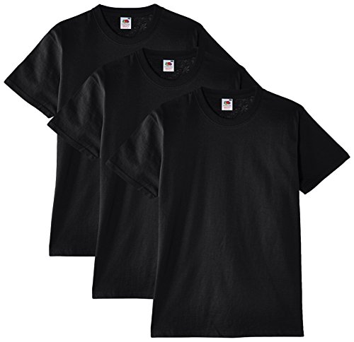 Fruit of the Loom Heavy Cotton Tee Shirt 3 Pack, Camiseta de Manga Corta Para Hombre, Negro (Schwarz), X-Large
