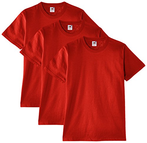 Fruit of the Loom Heavy Cotton Tee Shirt 3 Pack, Camiseta de Manga Corta Para Hombre, Rojo (Rot), Large