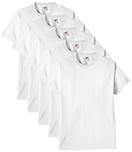Fruit of the Loom Heavy Cotton tee Shirt 5 Pack Camiseta, Blanco, Small (Pack de 5) para Hombre