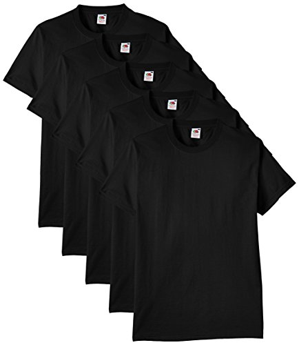 Fruit of the Loom Heavy Cotton tee Shirt 5 Pack Camiseta, Negro, Large (Pack de 5) para Hombre