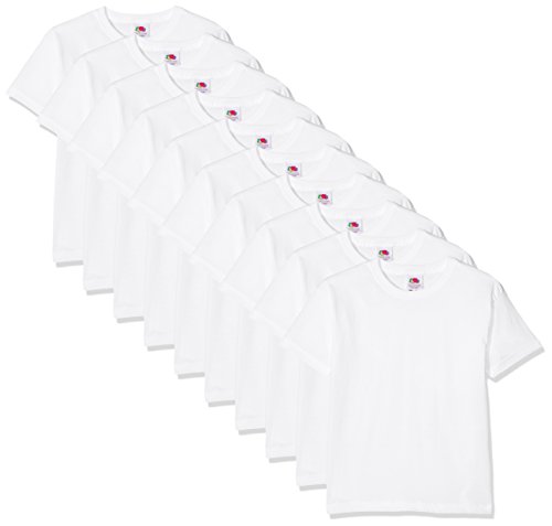 Fruit of the Loom Kids 10 Pack T-Shirt Camiseta, Blanco, 3-4 Años (Pack de 10) para Niños