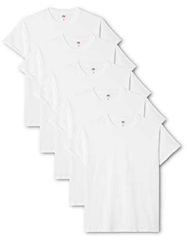 Fruit of the Loom Mens Original 5 Pack T-Shirt Camiseta, Blanco (White), Medium (Pack de 5) para Hombre Fruit of the Loom Mens Original 5 Pack T-Shirt Camiseta, Blanco (White), Medium (Pack de 5) para Hombre