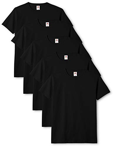 Fruit of the Loom Mens Original 5 Pack T-Shirt Camiseta, Negro (Black), Large (Pack de 5) para Hombre Fruit of the Loom Mens Original 5 Pack T-Shirt Camiseta, Negro (Black), Large (Pack de 5) para Hombre