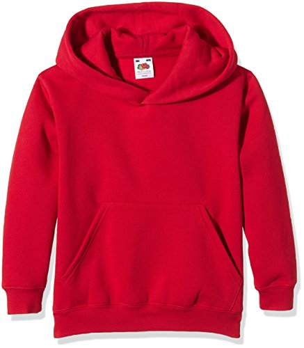 Fruit of the Loom SS106B Sudadera con Capucha, Rojo (Red), 9-11 años (Talla del Fabricante: 32) para Niños