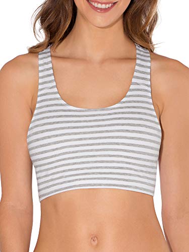 Fruit of the Loom - Sujetador Deportivo para Mujer Skinny Stripe/White/Grey - Paquete de 3 Pares de Calzoncillos Slip 36