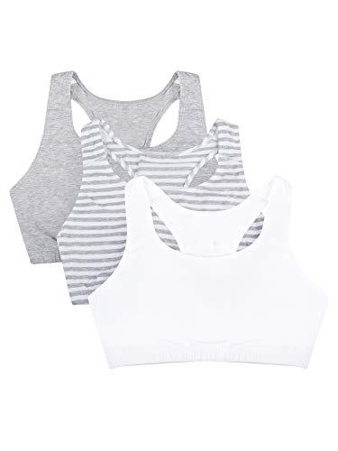 Fruit of the Loom - Sujetador Deportivo para Mujer Skinny Stripe/White/Grey - Paquete de 3 Pares de Calzoncillos Slip 36