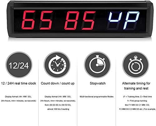 FTVOGUE 2.3 '' 6 dígitos LED Temporizador de Intervalo Cuenta Atrás Reloj Cronómetro Hogar Gimnasio Fitness Reloj Decoración de Escritorio(02)