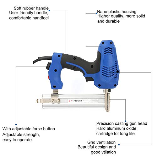 FTVOGUE Pistola eléctrica para Clavos Clavadoras Rectas para Trabajar la Madera Pistola de Grapas para tapicería Material de fijación Decoración Carpintería Muebles Enchufe de la UE 220 V