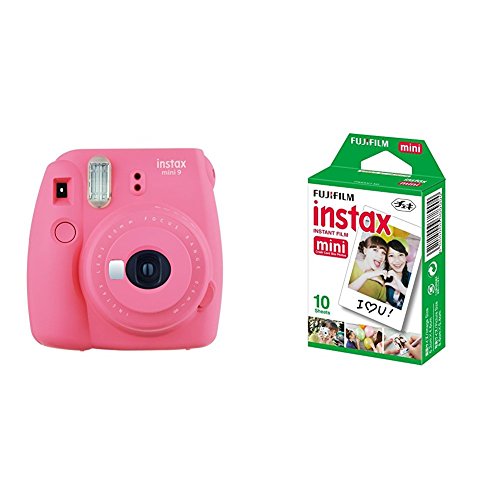 Fujifilm Instax Mini 9 , Rosa + 1 paquetes de películas fotográficas instantáneas (10 hojas) Fujifilm Instax Mini 9 , Rosa + 1 paquetes de películas fotográficas instantáneas (10 hojas)