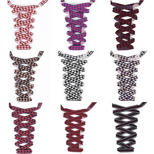 Fun-boutique - 1 par de cordones de poliéster para zapatos, diseño de cuadros, doble capa, huecos, con cordones planos, 110 cm, Rosa (rosa claro), Talla única Fun-boutique - 1 par de cordones de poliéster para zapatos, diseño de cuadros, doble capa, huecos, con cordones planos, 110 cm, Rosa (rosa claro), Talla única