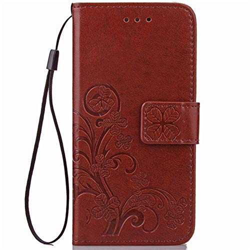 Funda Abatible Google Pixel 5A, Funda De Cuero con Billetera A Prueba De Golpes Funda Protectora Lucky Leaf con Ranuras para Tarjetero,Marrón