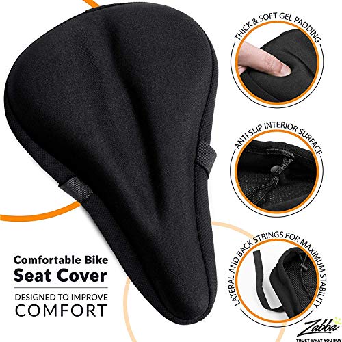 Funda Asiento Bicicleta Estática Más Cómodo [Almohadilla Gel Suave] - Funda Universal Sillín de Bicicleta - Hombres y Mujeres - Apto para Bicicleta de Spinning, Fija, de Touring, de Ruta y de Montaña