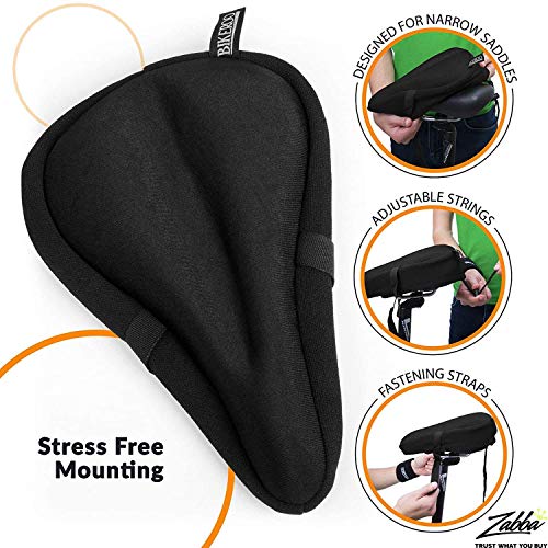 Funda Asiento Bicicleta Estática Más Cómodo [Almohadilla Gel Suave] - Funda Universal Sillín de Bicicleta - Hombres y Mujeres - Apto para Bicicleta de Spinning, Fija, de Touring, de Ruta y de Montaña