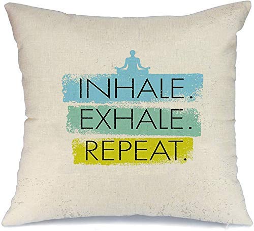 Funda de cojín Throw Cojín Caso Funda de Almohada Reed Label Inhale Zen Exhale Nature Repetir Renovable Spa Yoga Meditación Concepto Terapia Diseño 45 X 45 CM