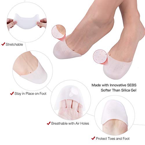 Funda de Gel para los Dedos de los Pies con protección para el antepié, fundas para pies con almohadillas metatarsales, cubierta protectora del pie de ballet para Zapatos de Tacón Alto, 2 pares Funda de Gel para los Dedos de los Pies con protección para el antepié, fundas para pies con almohadillas metatarsales, cubierta protectora del pie de ballet para Zapatos de Tacón Alto, 2 pares