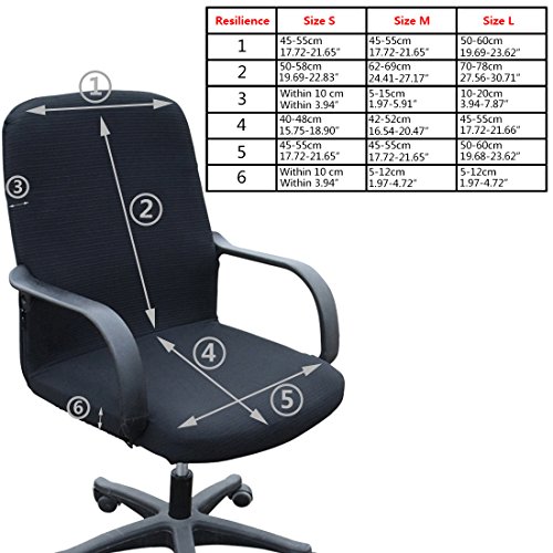 Funda MiLong para silla de oficina. Funda elástica y extraíble, elastano, negro, Medium