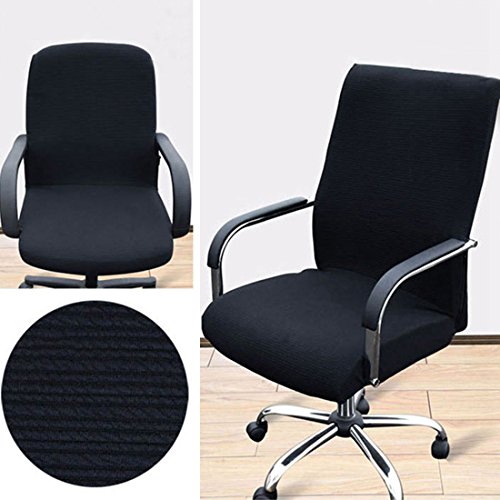 Funda MiLong para silla de oficina. Funda elástica y extraíble, elastano, negro, Medium