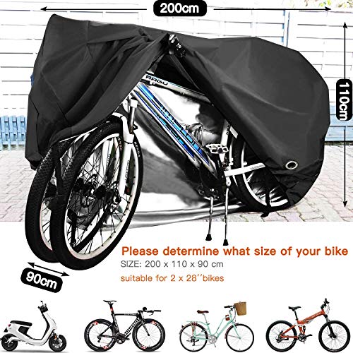 Funda para Bicicleta 2 Bicis, 190T de Nylon Cubierta Impermeable para Bicicleta Protección UV Anti Polvo Lluvia con para Bicicleta de montaña, Bicicleta de Ruta