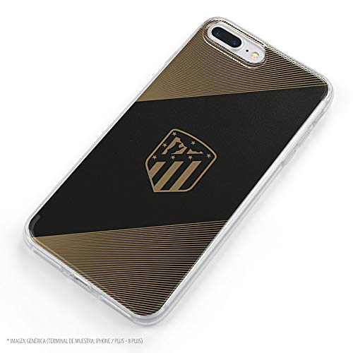 Funda para iPhone 7 Plus - iPhone 8 Plus Oficial del Atlético de Madrid Fondo Negro para Proteger tu móvil. Carcasa para iPhone de Silicona Flexible con Licencia Oficial de Atlético de Madrid.