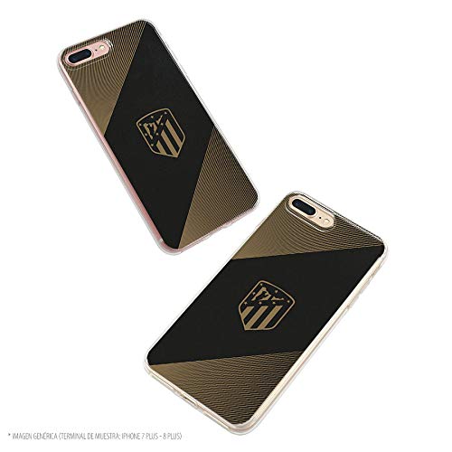 Funda para iPhone 7 Plus - iPhone 8 Plus Oficial del Atlético de Madrid Fondo Negro para Proteger tu móvil. Carcasa para iPhone de Silicona Flexible con Licencia Oficial de Atlético de Madrid.