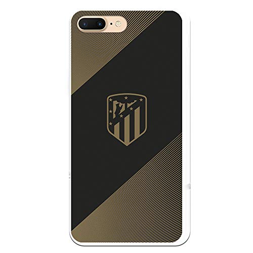 Funda para iPhone 7 Plus - iPhone 8 Plus Oficial del Atlético de Madrid Fondo Negro para Proteger tu móvil. Carcasa para iPhone de Silicona Flexible con Licencia Oficial de Atlético de Madrid.