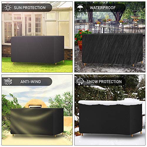 Funda para Muebles de Jardín, Funda Protectoras Muebles Jardin, Cubierta de Muebles de Mesas Rectangular, Cubierta de Mesa de jardín, Cubierta de Exterior Impermeable, Anti-UV (180 x 120 x 74cm)