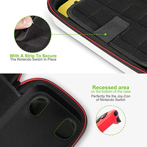 Funda para Nintendo Switch - Younik Versión Mejorada Viaje rígida Case con más Espacio de Almacenamiento para 19 Juegos, Protector Pantalla - Rojo & Blanco Funda para Nintendo Switch - Younik Versión Mejorada Viaje rígida Case con más Espacio de Almacenamiento para 19 Juegos, Protector Pantalla - Rojo & Blanco