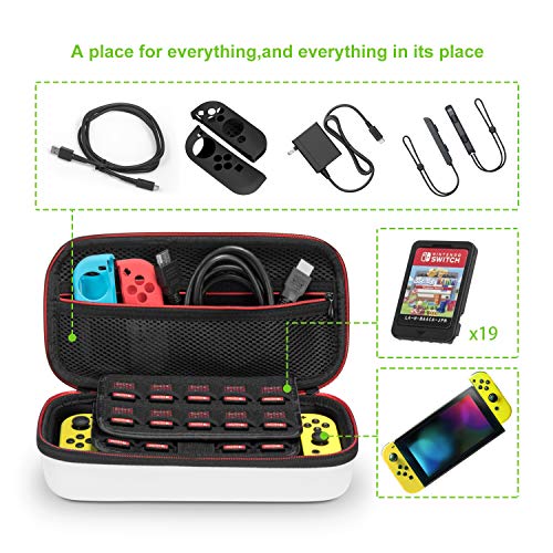 Funda para Nintendo Switch - Younik Versión Mejorada Viaje rígida Case con más Espacio de Almacenamiento para 19 Juegos, Protector Pantalla - Rojo & Blanco Funda para Nintendo Switch - Younik Versión Mejorada Viaje rígida Case con más Espacio de Almacenamiento para 19 Juegos, Protector Pantalla - Rojo & Blanco