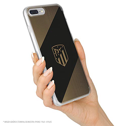 Funda para Samsung Galaxy A40 Oficial del Atlético de Madrid Fondo Negro para Proteger tu móvil. Carcasa para Samsung de Silicona Flexible con Licencia Oficial de Atlético de Madrid.
