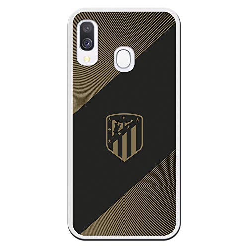 Funda para Samsung Galaxy A40 Oficial del Atlético de Madrid Fondo Negro para Proteger tu móvil. Carcasa para Samsung de Silicona Flexible con Licencia Oficial de Atlético de Madrid.