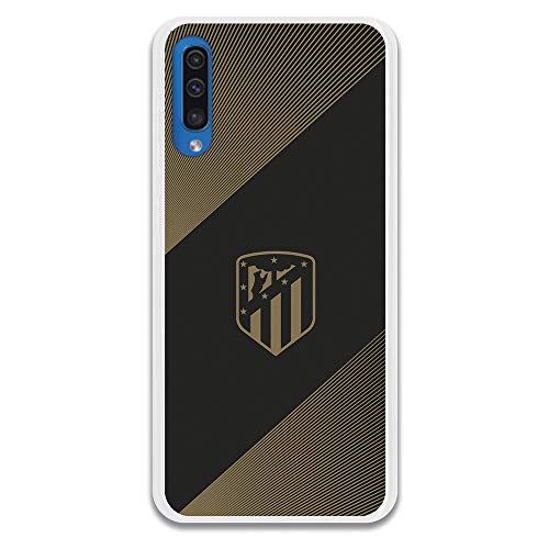 Funda para Samsung Galaxy A50 Oficial del Atlético de Madrid Fondo Negro para Proteger tu móvil. Carcasa para Samsung de Silicona Flexible con Licencia Oficial de Atlético de Madrid.