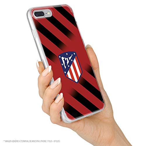 Funda para Samsung Galaxy A50 Oficial del Atlético de Madrid Fondo Rojo y Negro para Proteger tu móvil. Carcasa para Samsung de Silicona Flexible con Licencia Oficial de Atlético de Madrid.