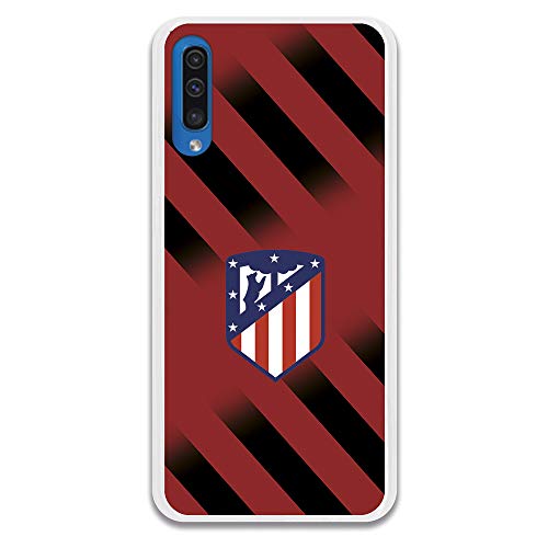 Funda para Samsung Galaxy A50 Oficial del Atlético de Madrid Fondo Rojo y Negro para Proteger tu móvil. Carcasa para Samsung de Silicona Flexible con Licencia Oficial de Atlético de Madrid.