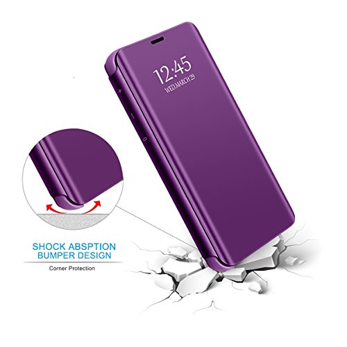 Funda para Samsung Galaxy J6 Plus Transparente Transparente Funda Transparente Ultrafina Cristal Ventana Espejo Folio Flip Cover para Samsung Galaxy J6 Plus (3, Samsung Galaxy J6 Plus)