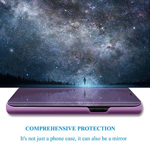 Funda para Samsung Galaxy J6 Plus Transparente Transparente Funda Transparente Ultrafina Cristal Ventana Espejo Folio Flip Cover para Samsung Galaxy J6 Plus (3, Samsung Galaxy J6 Plus)