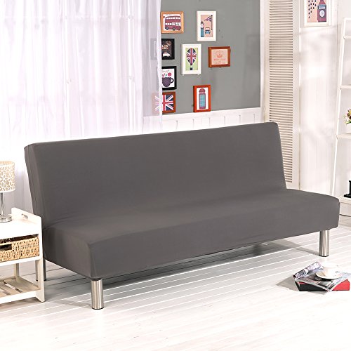 Fundas de sofá de color sólido sin reposabrazos, de tela poliéster elastano, protector para sofá de plazas que se ajusta a sofá cama plegable sin reposabrazos