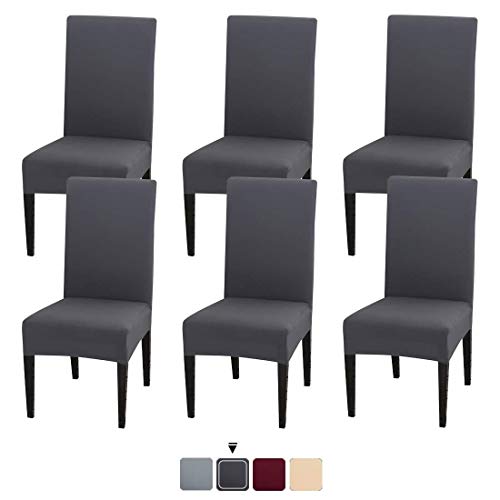 Fundas para Sillas de Comedor, Protector de Asiento de Silla Lavable ExtraÍBle Y de Gran Elasticidad, Funda para Fiesta en Casa, Hotel, Ceremonia de Boda (Gris)