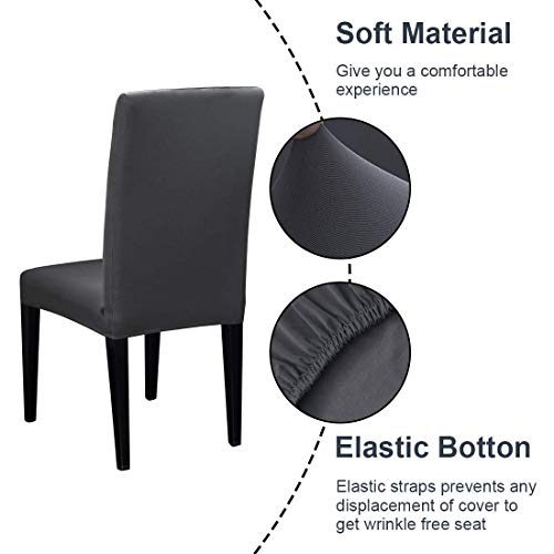 Fundas para Sillas de Comedor, Protector de Asiento de Silla Lavable ExtraÍBle Y de Gran Elasticidad, Funda para Fiesta en Casa, Hotel, Ceremonia de Boda (Gris)